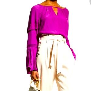 RAMY BROOK Harvey flared sleeve keyhole blouse Size medium -New With Tags